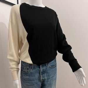 Theory Chic Black and Cream Sweater